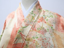 Japanese Kimono Komon Silk Chrysanthemum Pattern Vase 120y EB-252
