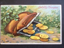 Superb postcard fantasy embossed embossed postcard wallet money coins