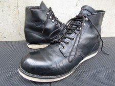 Red Wing Smooth Black Leather Mens USA Made Work Boots 8165  UK 8 | US  9 D