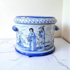 Nevers. E Georges. Earthenware Pot Cover Rotating Landscape Decor, 20th Century