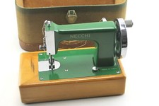 Vintage Necchi Italian Sewing Machine Green Mini Toy Sewing machine Kids 1950's