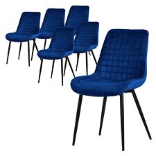 Lot de 6 chaises de salle à manger cuisine rembourrées en velours bleu foncé