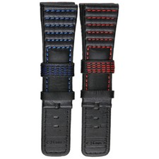 28mm Noir - en Cuir Rouge