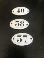 Lot of 3 Oval Enamel Plates Numbered 38 37 40 