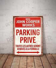 Plaque métal vintage Mini john cooper works parking privé Enseigne JCW Déco