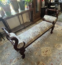 Antique French Louis XV Style Hardwood Carved Window Bench