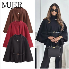 Cape Femme élégante Avec Ceinture – Manteau Poncho Automne Hiver Couleur Noir
