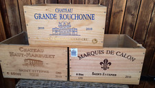 3 EMPTY WINE BOXES Château Grande Rouchonne, Haut-Marbuzet, Marquis de Calon