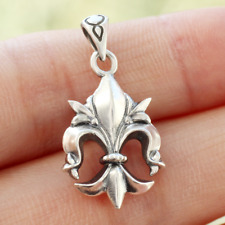 925 Sterling Silver Fleur De Lis Pendant Charm French Lily Flowers For Necklace