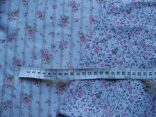 LOT OF 2 FLORAL FABRIC COUPONS COORDINATING STRIPES - 95cm x 95cm - TIS 130
