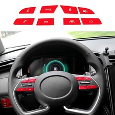 For Hyundai Tucson 2022-2023 Aluminum Red Steering Wheel Button Frame Trim 8PCS