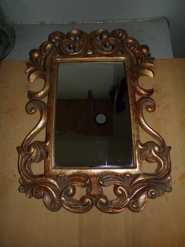 Miroir effet bois - , doré