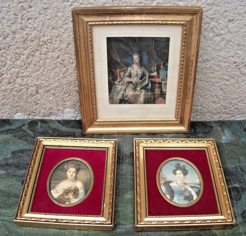 Lot cadres bois dorés à - 3,