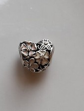 PANDORA 925 Ale Enamel And Cz Floral Heart Bracelet Pendant Bead