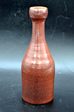 Soliflora vase or small glazed terracotta bottle, signed to identify