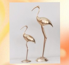 Superbe Paire de Hérons (Flamant rose ?) en Laiton Massif de 36cm et 24cm