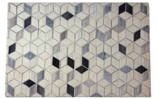 Tapis 100 laine - gris, beige