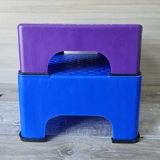 The FIRM Fanny Lifter Exercise Aerobic Blue Purple Step Set w All 8 Rubber Feet