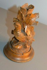 Ancien Bougeoir Oiseau Bois Sculpté 