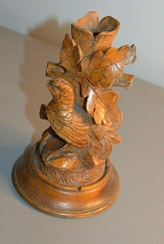 Ancien bougeoir oiseau bois - bougeoir,