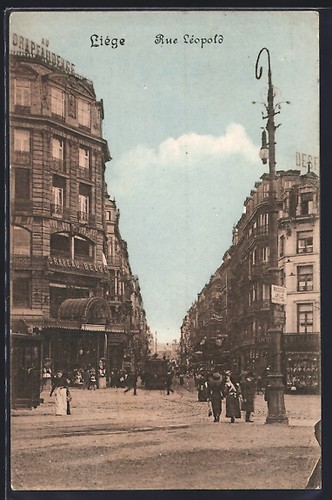 Cpa liége rue leopold - rue,