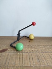 Antique Wrought Iron Coat Rack 3 Hangers Red Balls Yellow Green Vintage 50s