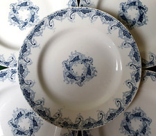 Faïence ancienne XIX ème KG Luneville "Bordure" 6 Assiettes (22,5 cm) (Lot n°2)