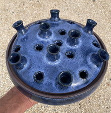 Vase pique fleurs grès bleu