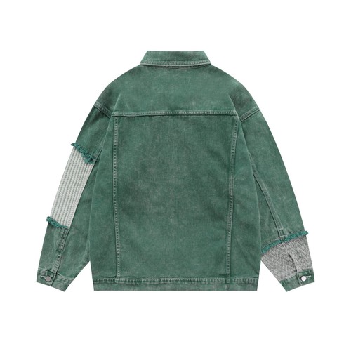 Veste denim patchwork verte - patchwork,