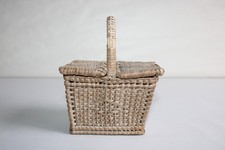 Antique small wicker doll basket, picnic, height 13 cm