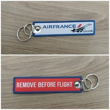 Porte Clé Brodé Avion Flamme