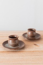 Lot of 2 Vintage Vallauris Brand Sandstone Cup Holders