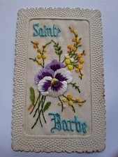 carte postale ancienne Brodée