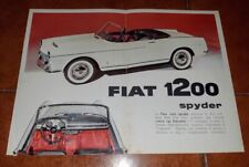 Brochure Dépliant Publicitaire FIAT 1200 Spyder Spider 1957 Italien