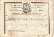 RELIGIOUS PAPER 1835 PAPAL BULL/PONTIFICAL ATTESTATION/CERTIFICATE RELIC