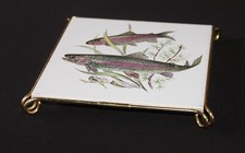 Vintage dessous de plat faïence de Villeroy & Boch décor poisson truites