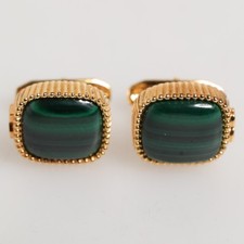 DOLCE & GABBANA Cufflink Gold Malachite Green Stone Square Men's Accessory $620