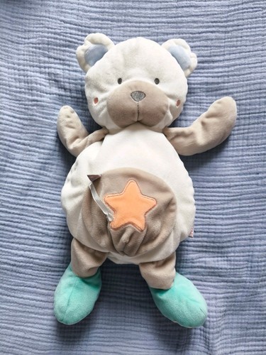 Peluche doudou ours - blanc, vert