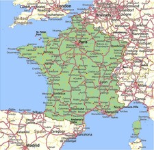 Carte de France avec les axes