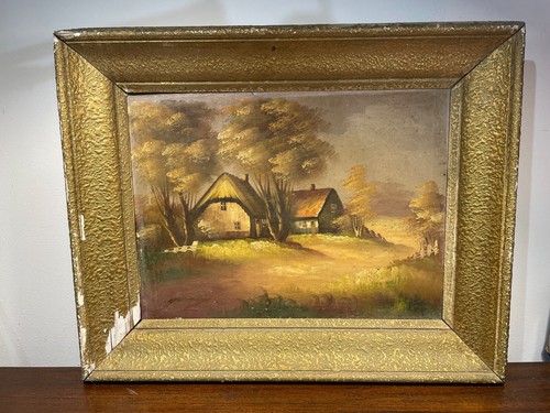 Cadre ancien avec peinture - peinture, sur