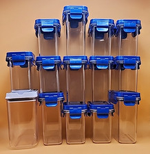 14 LockNLock Spice Storage Containers Blue Top One White Shaker Top