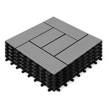 Lot de 5 dalles de terrasse mosaïque WODHY clipsables bois composite gris 30 x 3