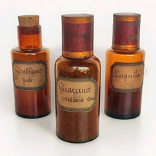 SERIE DE 3 ANCIENS FLACON POT D'APOTHICAIRE PHARMACIE HAUTER:17cm