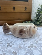 Antique Sarreguemines France Stamped Barbotine Fish Sauce Bowl -