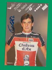 CYCLISME carte cycliste TEBALDI VALERIO équipe CHATEAU D'AX 1989 Signée