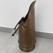 Antique Brass and Porcelain Hammered Copper Charcoal Seal or Umbrella Holder