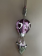Love Is In The Air Ceramic Hanging Hot Air Ballon W/pigs In Basket Clayworks