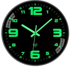 Horloge Murale Radio Pilotée - Silencieuse Lumineuse Grands Chiffres pour Cha...