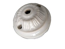 Antique Small White Earthenware Rosette Electric Ceiling Authentic Decor 