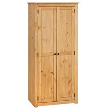 Armoire avec 2 portes penderie en pin massif finition teintée/cirée